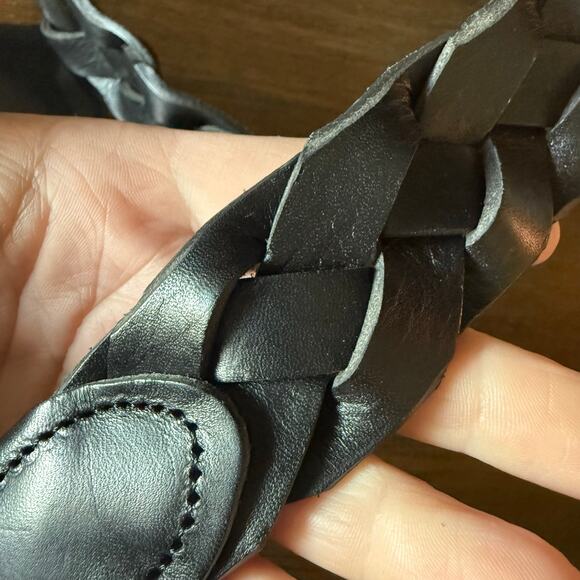 Cinture D’Autore Men’s Black Genuine Leather Woven Belt- Size 42 - Picture 3 of 8